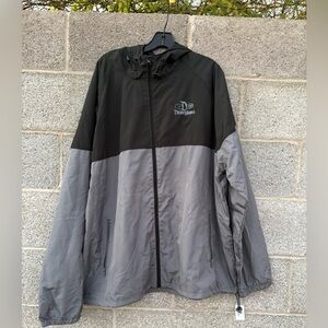 NWT Disney Parks Disneyland Unisex XXL 1955 Gray Full Zip Up Windbreaker Hooded